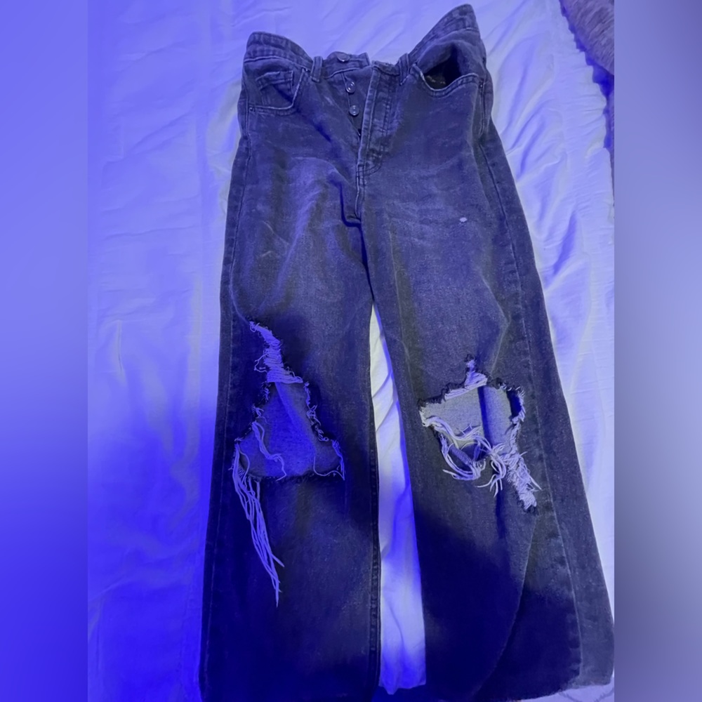 Black ripped Jean shorts size 26 waist